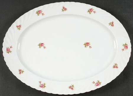 Rosemarie (Swirl Edge, Platinum Trim) 14" Oval Serving Platter