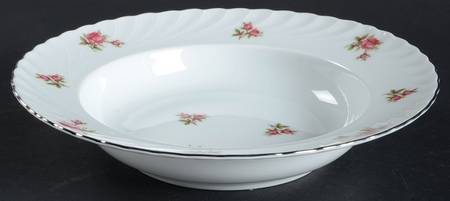 Rosemarie (Swirl Edge, Platinum Trim) Rim Soup Bowl