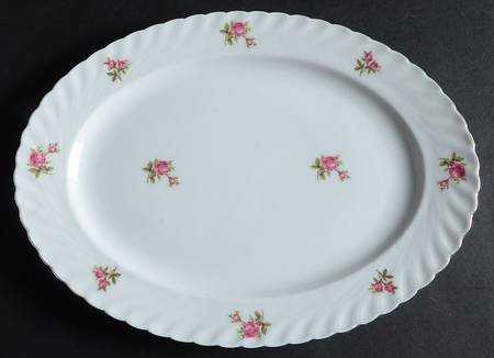 Rosemarie (Swirl Edge, Platinum Trim) 11" Oval Serving Platter