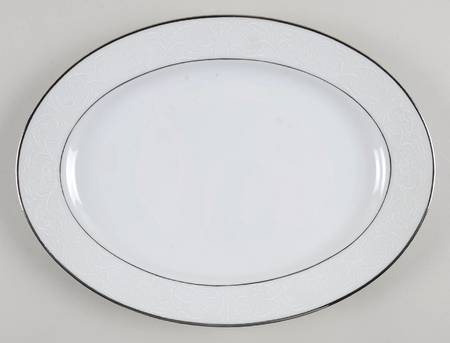 White Chantilly 10" Oval Serving Platter