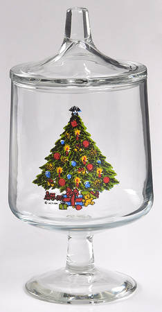 Christmas Treasure Glassware Candy Jar & Lid