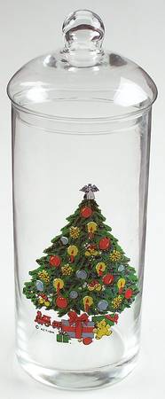 Christmas Treasure Glassware Candy Jar & Lid