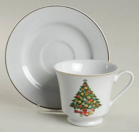 Christmas Treasure Footed Cup & Saucer Set