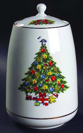 Christmas Treasure Cookie Jar & Lid