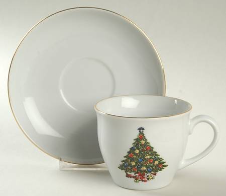 Christmas Treasure Flat Cup & Saucer Set