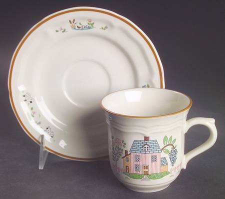 Country Home Flat Cup & Saucer Set