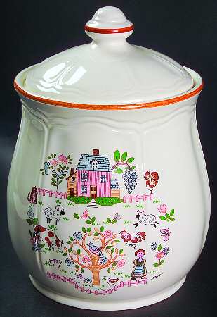 Country Home Cookie Jar & Lid