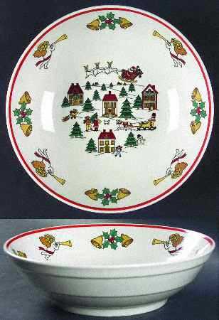 The Joy of Christmas (Smooth, Red Trim) 9" Round Vegetable Bowl