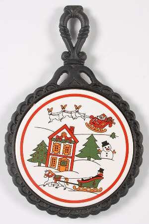 The Joy of Christmas (Smooth, Red Trim) Trivet-Round/Metal Frame