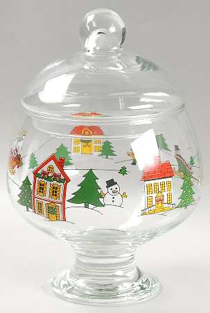 The Joy of Christmas (Smooth, Red Trim) Glassware Candy Jar & Lid