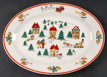 The Joy of Christmas (Smooth, Red Trim) 13" Oval Serving Platter