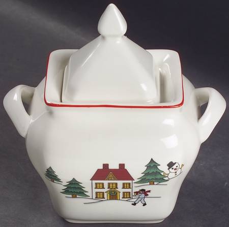 The Joy of Christmas (Smooth, Red Trim) Sugar Bowl & Lid