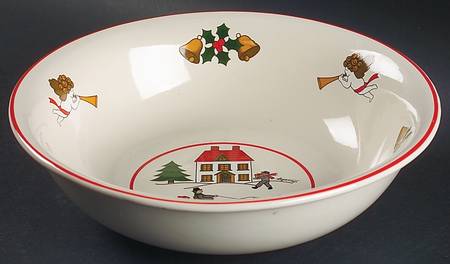 The Joy of Christmas (Smooth, Red Trim) 9" Round Vegetable Bowl