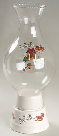 The Joy of Christmas (Smooth, Red Trim) Hurricane Lamp & Globe