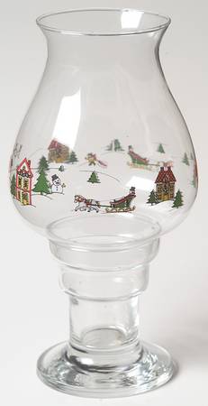 The Joy of Christmas (Smooth, Red Trim) (2 Piece) Glassware Hurricane Lamp