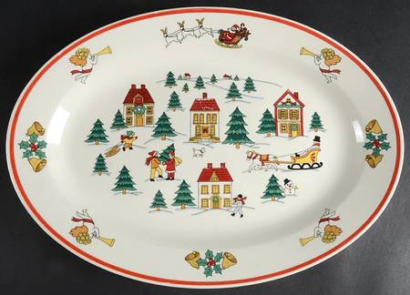 The Joy of Christmas (Smooth, Red Trim) 14" Oval Serving Platter