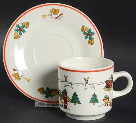 The Joy of Christmas (Smooth, Red Trim) Flat Cup & Saucer Set