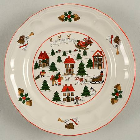 Joy of Christmas (Scalloped, Red Trim) Salad Plate