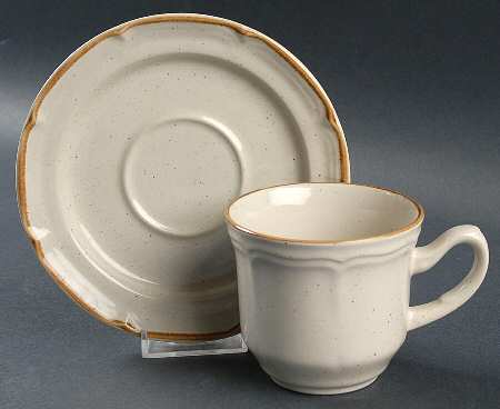 COUNTRY ALMOND Flat Cup & Saucer Set