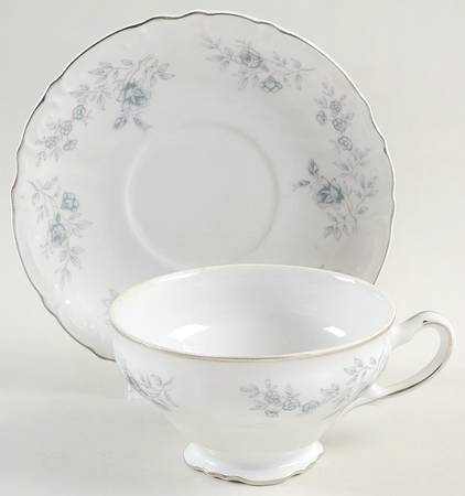 Blue Dawn (Platinum Trim) Footed Cup & Saucer Set