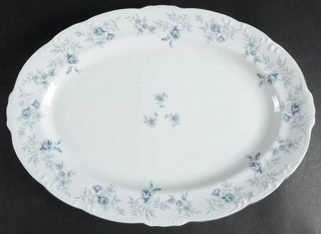 Blue Dawn (Platinum Trim) 14" Oval Serving Platter