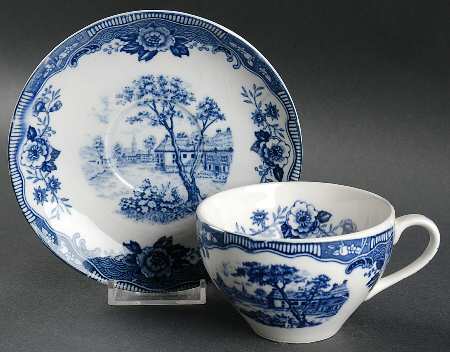 Blue Normandy Flat Cup & Saucer Set