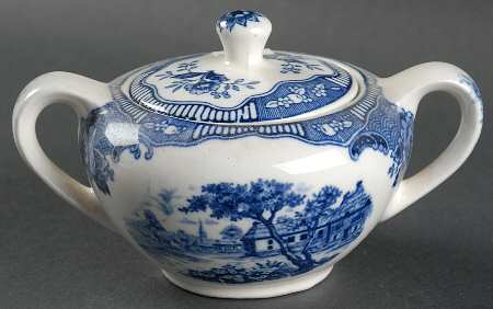 Blue Normandy Sugar Bowl & Lid