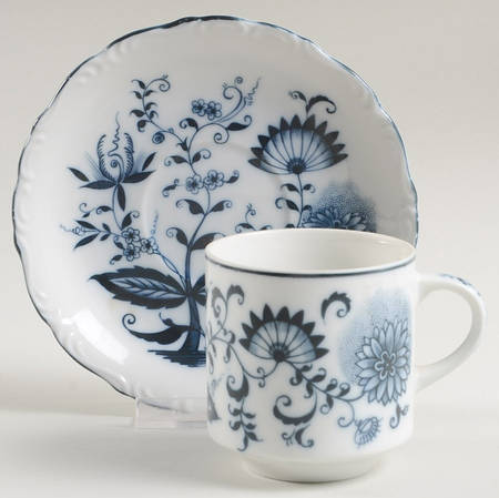 Blue Onion Flat Cup & Saucer Set