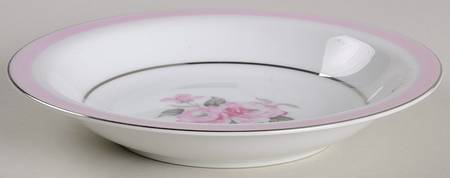 Blushing Rose Rim Soup Bowl