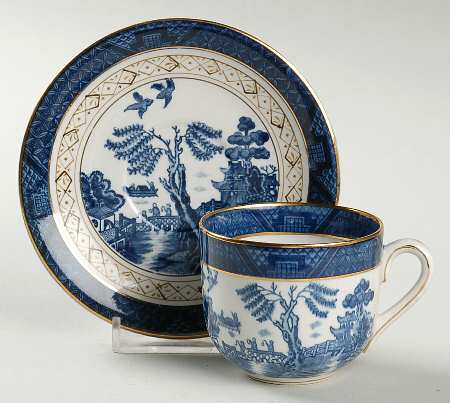 Blue Willow Flat Demitasse Cup & Saucer Set