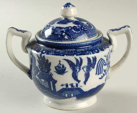 Blue Willow (No Gold, "Made In Japan") Sugar Bowl & Lid