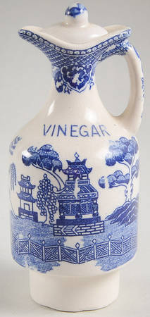 Blue Willow (No Gold, "Japan" Only) Vinegar and Stopper for Condiment Set