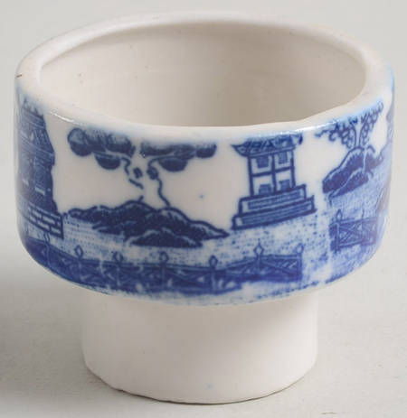 Blue Willow (No Gold, "Japan" Only) Mustard Condiment Set, Mustard Only, No Lid