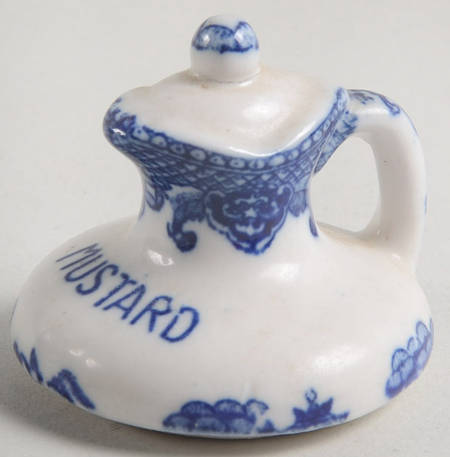 Blue Willow (No Gold, "Japan" Only) Mustard with Lid Condiment Set, Lid Only