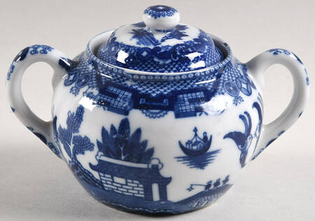 Blue Willow (No Gold, "Japan" Only) Sugar Bowl & Lid