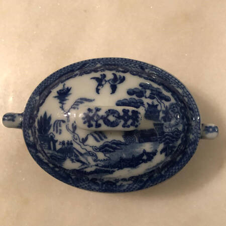 Blue Willow (No Gold, "Japan" Only) Child's Sugar Bowl & Lid