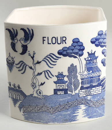 Blue Willow (No Gold, "Japan" Only) Flour Canister No Lid