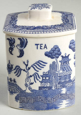 Blue Willow (No Gold, "Japan" Only) Tea Canister & Lid