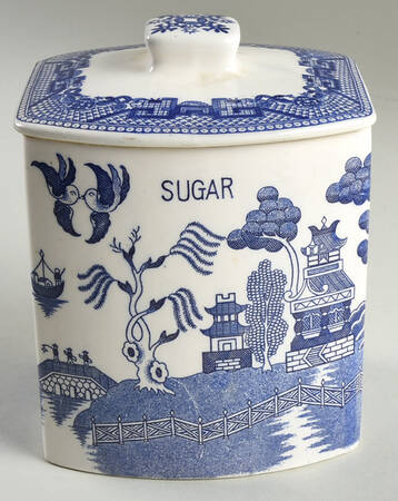Blue Willow (No Gold, "Japan" Only) Sugar Canister & Lid