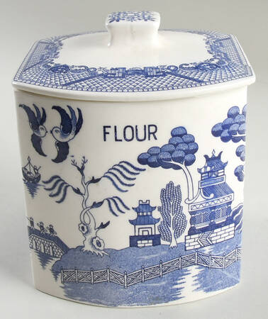 Blue Willow (No Gold, "Japan" Only) Flour Canister & Lid