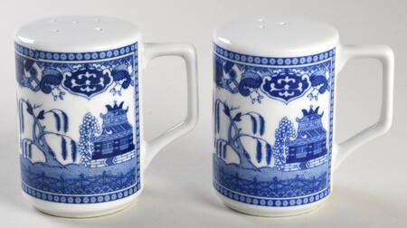 Blue Willow (No Gold, "Japan" Only) Salt & Pepper Set