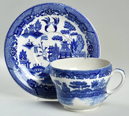 Blue Willow (No Gold, "Japan" Only) Joke Cup & Saucer Set