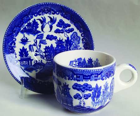 Blue Willow (No Gold, "Japan" Only) Oversized Cup & Saucer Set
