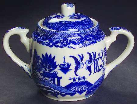 Blue Willow (No Gold, "Japan" Only) Sugar Bowl & Lid