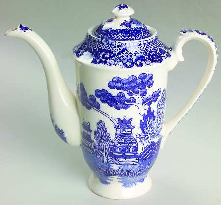 Blue Willow (No Gold, "Japan" Only) Mini Coffee Pot & Lid