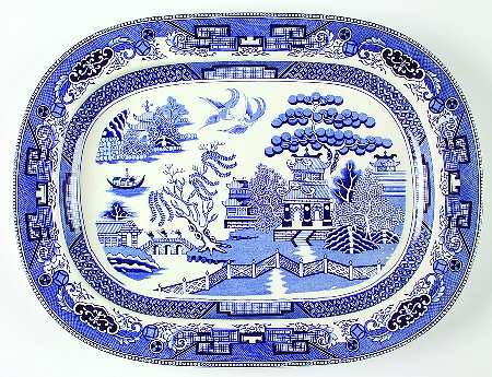 Blue Willow (No Gold, "Japan" Only) 18" Oval Serving Platter