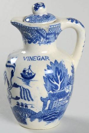 Blue Willow (No Gold, "Japan" Only) Vinegar Cruet with Stopper