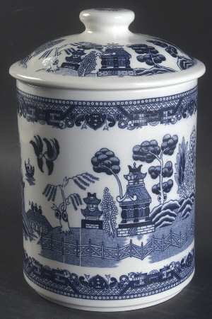 Blue Willow (No Gold, "Japan" Only) Large Canister & Lid