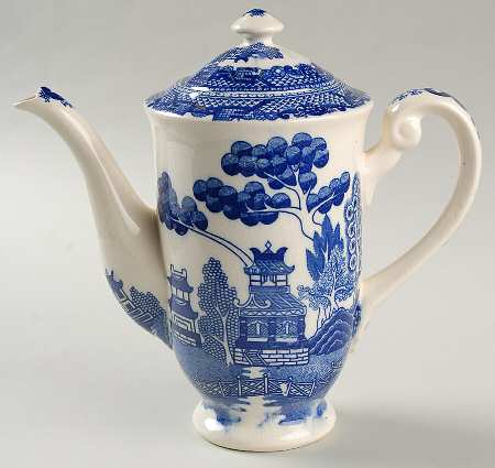 Blue Willow (No Gold, "Japan" Only) Mini Coffee Pot & Lid