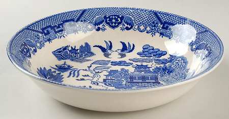 Blue Willow (No Gold, "Japan" Only) 9" Round Vegetable Bowl
